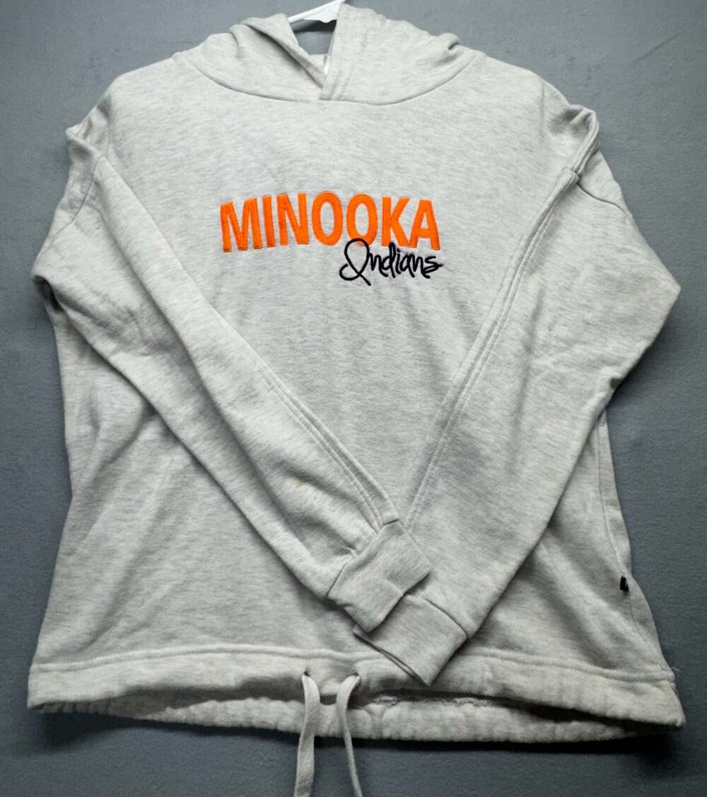 Minooka Indians Pennant Sportswear Grey Drawstring Hoodie